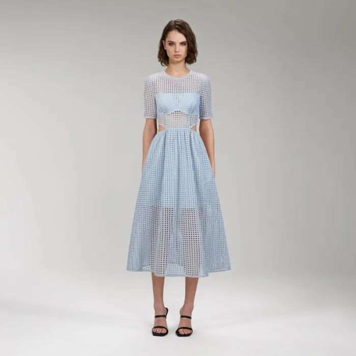 Dresses Woman SelfPortrait Blue 3D Cotton Lace Mini Dress Dresses Woman SelfPortrait Blue 3D Cotton Lace Mini Dress