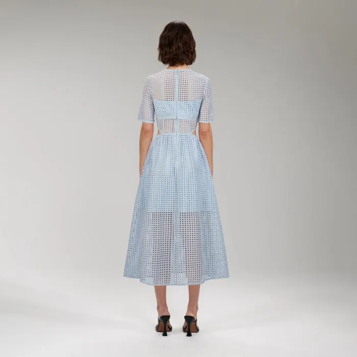 Dresses Woman SelfPortrait Blue 3D Cotton Lace Mini Dress Dresses Woman SelfPortrait Blue 3D Cotton Lace Mini Dress