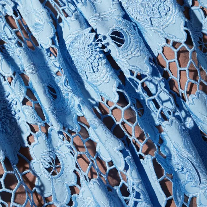 Dresses Woman SelfPortrait Blue 3D Cotton Lace Mini Dress Dresses Woman SelfPortrait Blue 3D Cotton Lace Mini Dress