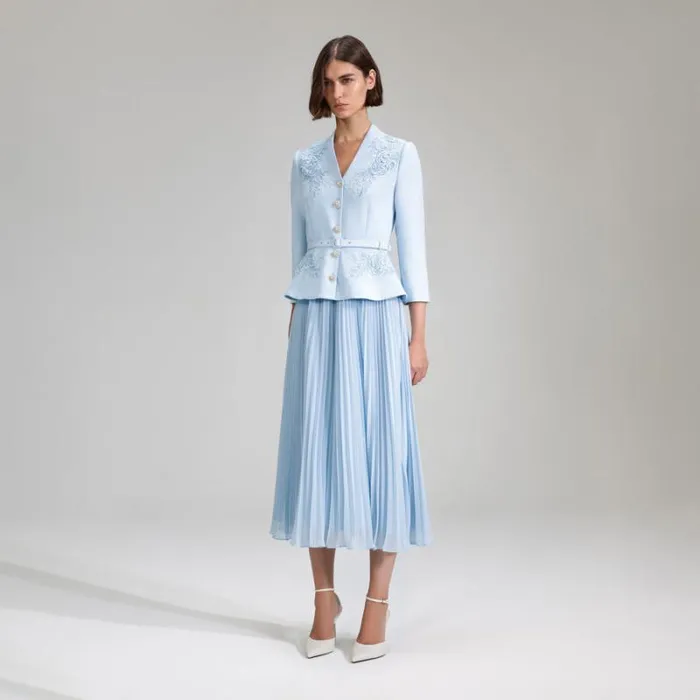 Dresses Woman SelfPortrait Blue Chiffon Crepe Midi Dress Dresses Woman SelfPortrait Blue Chiffon Crepe Midi Dress