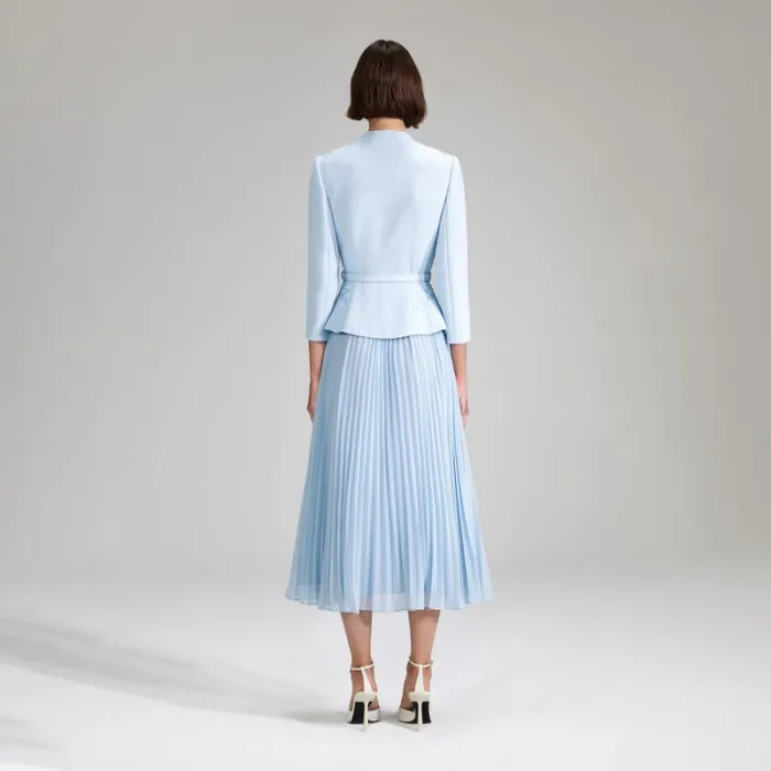 Dresses Woman SelfPortrait Blue Chiffon Crepe Midi Dress Dresses Woman SelfPortrait Blue Chiffon Crepe Midi Dress