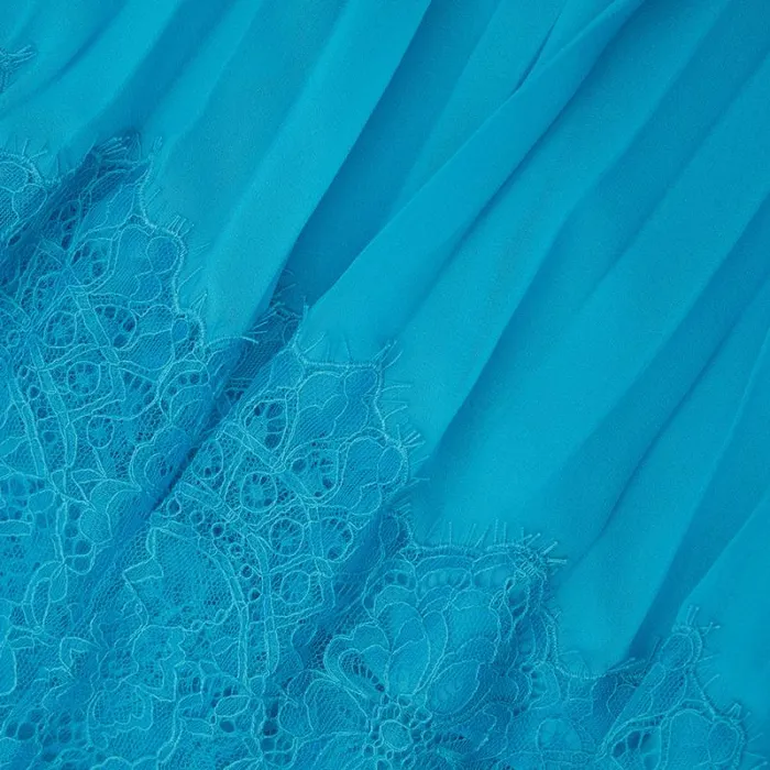 Dresses Woman SelfPortrait Blue Chiffon Lace Midi Dress Dresses Woman SelfPortrait Blue Chiffon Lace Midi Dress