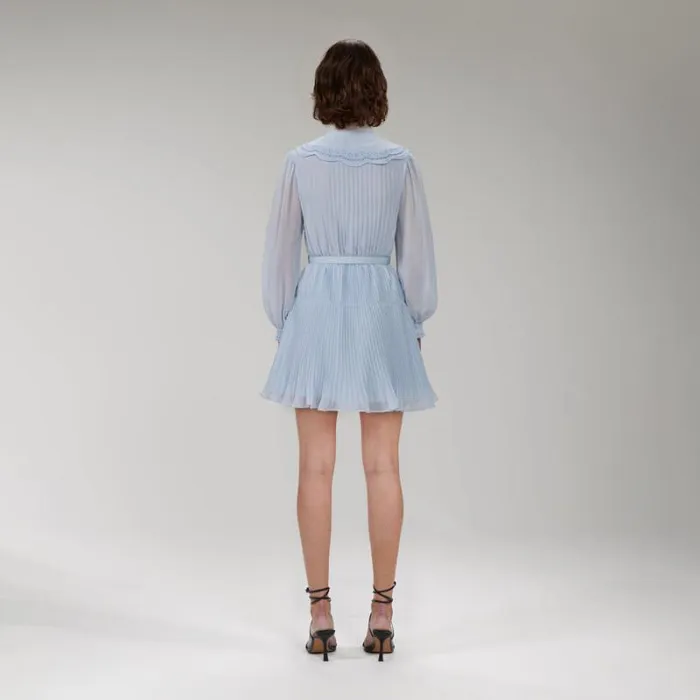 Dresses Woman SelfPortrait Blue Chiffon Mini Dress Dresses Woman SelfPortrait Blue Chiffon Mini Dress