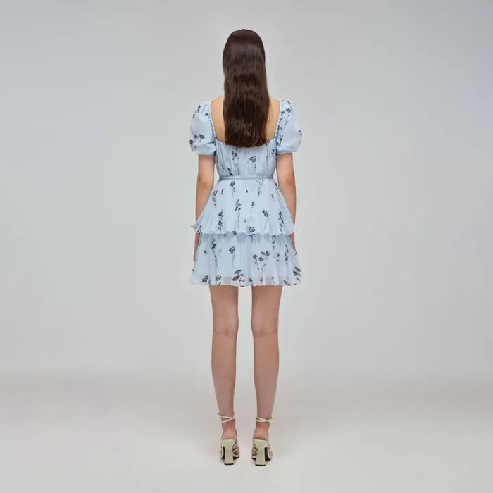 Dresses Woman SelfPortrait Blue Chiffon Mini Dress Dresses Woman SelfPortrait Blue Chiffon Mini Dress