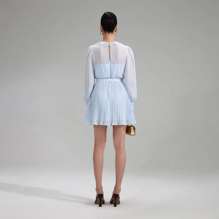 Dresses Woman SelfPortrait Blue Chiffon Mini Dress Dresses Woman SelfPortrait Blue Chiffon Mini Dress