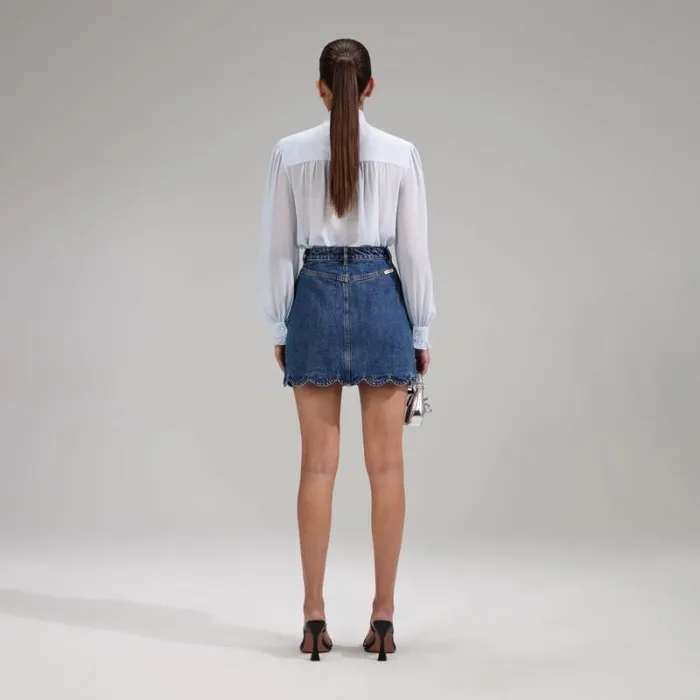 Dresses Woman SelfPortrait Blue Chiffon Mini Dress Dresses Woman SelfPortrait Blue Chiffon Mini Dress