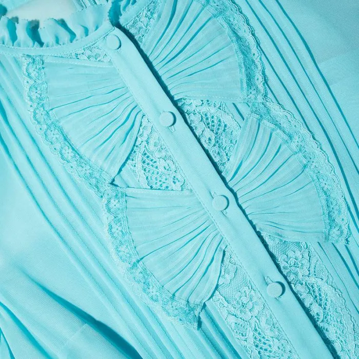 Dresses Woman SelfPortrait Blue Chiffon Pleated Midi Dress Dresses Woman SelfPortrait Blue Chiffon Pleated Midi Dress