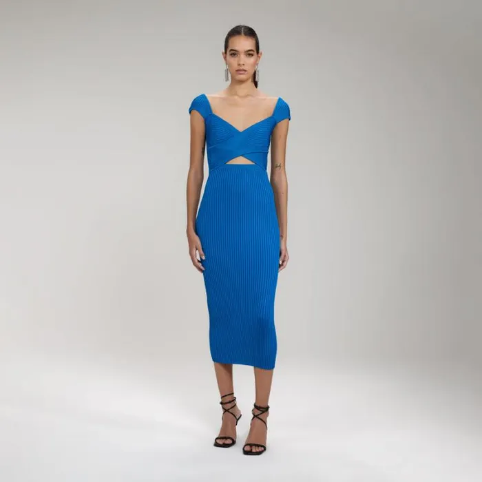Dresses Woman SelfPortrait Blue Crepe Diamante Midi Dress Dresses Woman SelfPortrait Blue Crepe Diamante Midi Dress