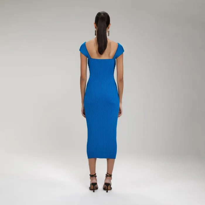 Dresses Woman SelfPortrait Blue Crepe Diamante Midi Dress Dresses Woman SelfPortrait Blue Crepe Diamante Midi Dress