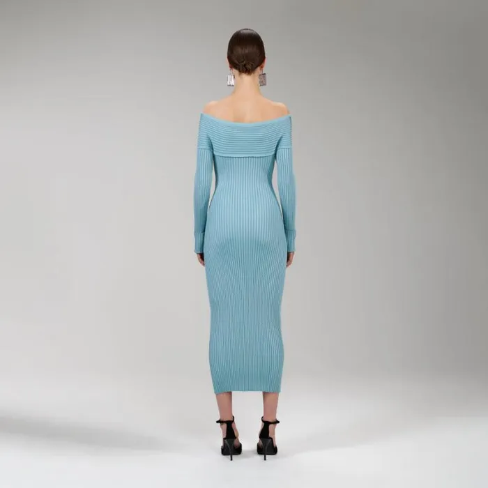 Dresses Woman SelfPortrait Blue Crepe Diamante Midi Dress Dresses Woman SelfPortrait Blue Crepe Diamante Midi Dress