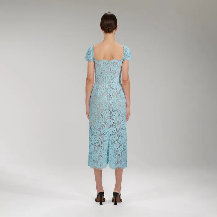 Dresses Woman SelfPortrait Blue Crepe Diamante Midi Dress Dresses Woman SelfPortrait Blue Crepe Diamante Midi Dress