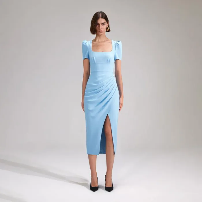 Dresses Woman SelfPortrait Blue Crepe Midi Dress