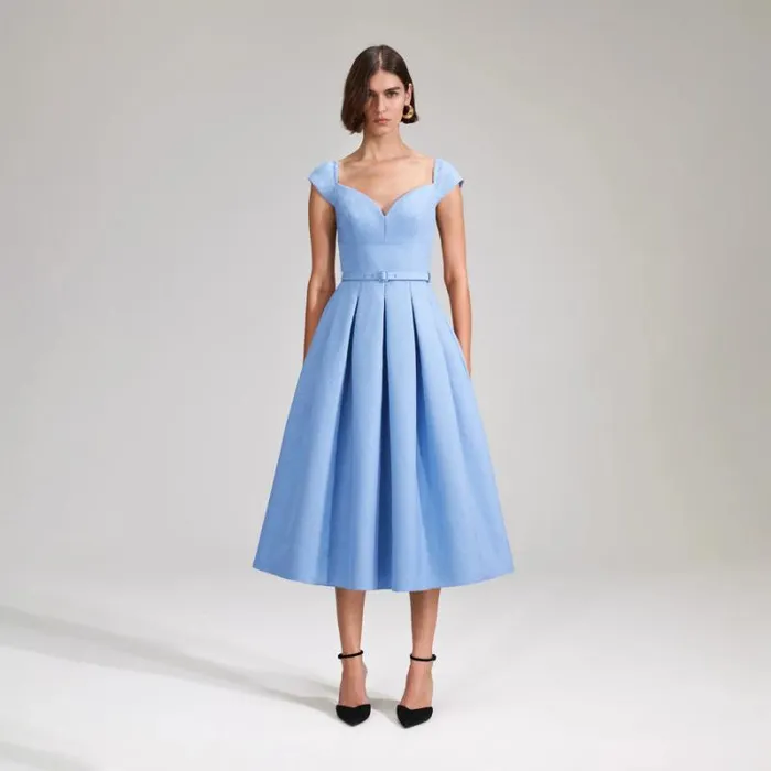 Dresses Woman SelfPortrait Blue Crepe Midi Dress Dresses Woman SelfPortrait Blue Crepe Midi Dress