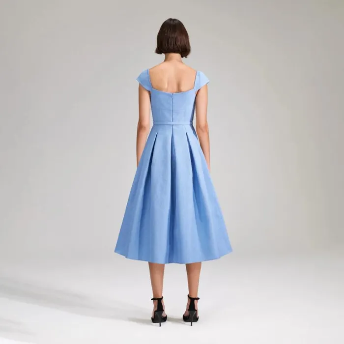 Dresses Woman SelfPortrait Blue Crepe Midi Dress Dresses Woman SelfPortrait Blue Crepe Midi Dress