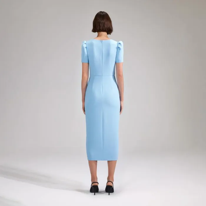 Dresses Woman SelfPortrait Blue Crepe Midi Dress Dresses Woman SelfPortrait Blue Crepe Midi Dress