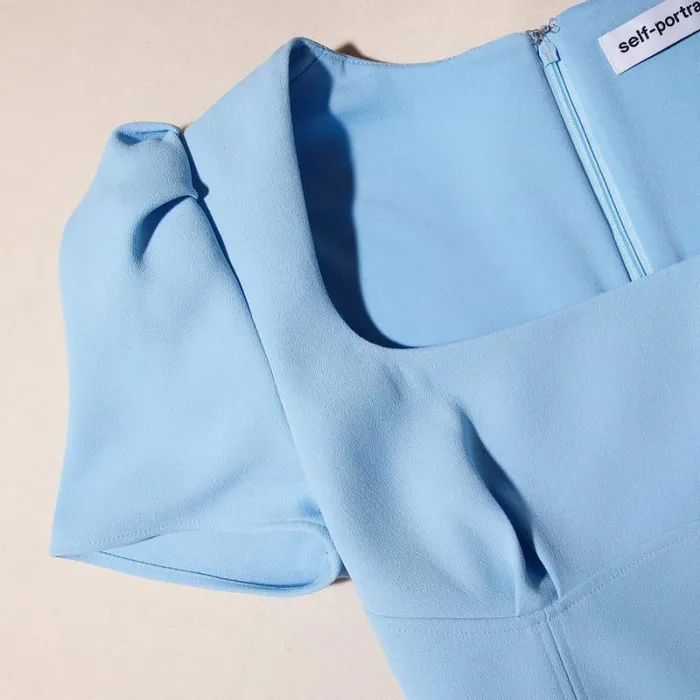 Dresses Woman SelfPortrait Blue Crepe Midi Dress Dresses Woman SelfPortrait Blue Crepe Midi Dress