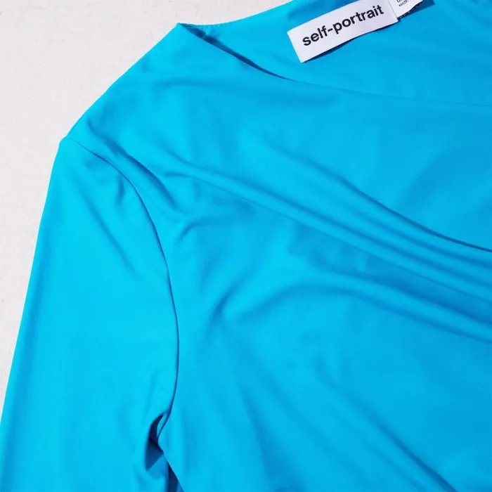 Dresses Woman SelfPortrait Blue Jersey Ruched Mini Dress Dresses Woman SelfPortrait Blue Jersey Ruched Mini Dress