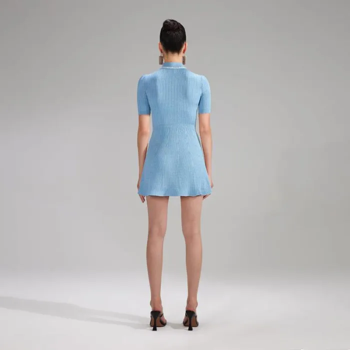 Dresses Woman SelfPortrait Blue Lurex Diamante Knit Mini Dress Dresses Woman SelfPortrait Blue Lurex Diamante Knit Mini Dress