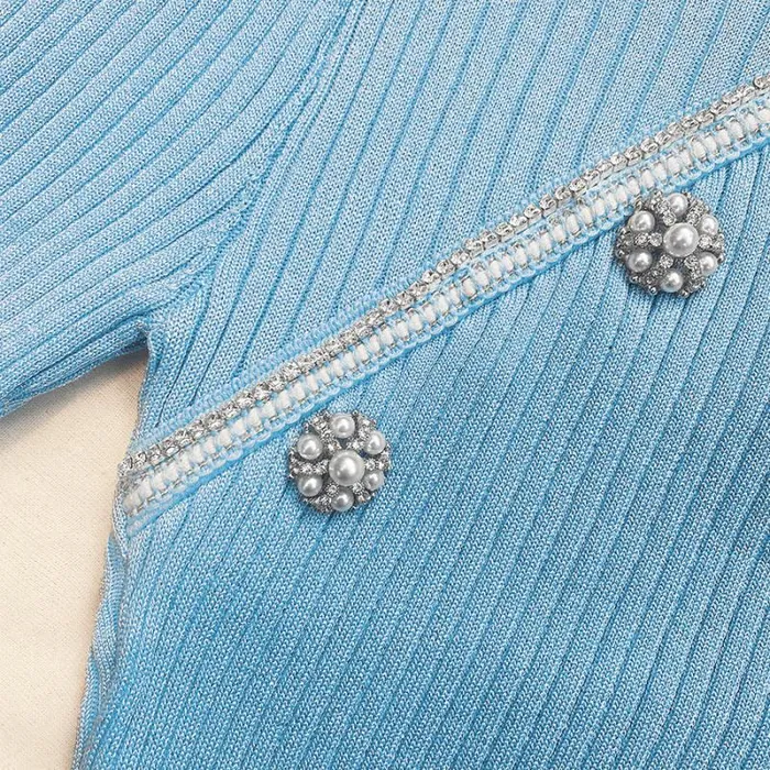 Dresses Woman SelfPortrait Blue Lurex Diamante Knit Mini Dress Dresses Woman SelfPortrait Blue Lurex Diamante Knit Mini Dress