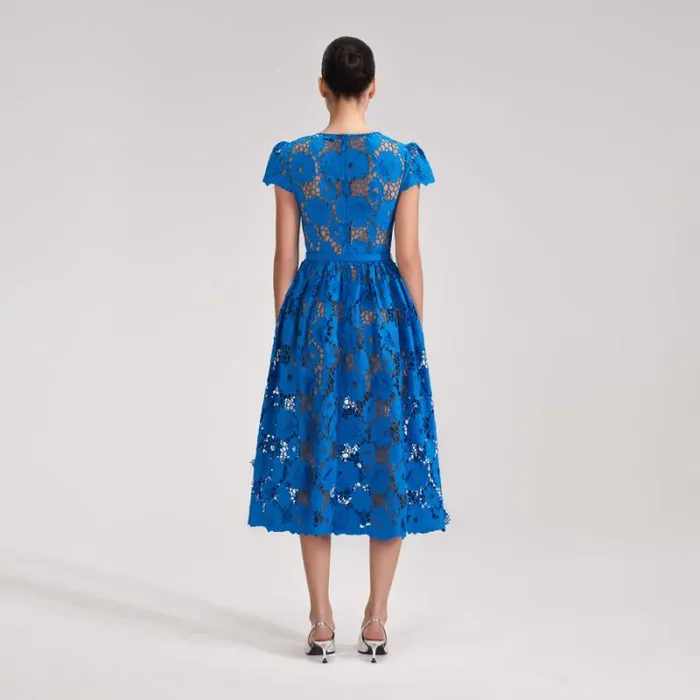 Dresses Woman SelfPortrait Blue Poppy Midi Dress Dresses Woman SelfPortrait Blue Poppy Midi Dress