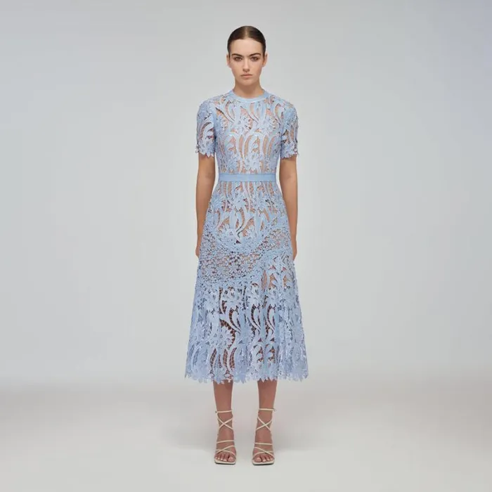 Dresses Woman SelfPortrait Blue Prairie Midi Dress
