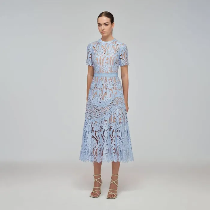 Dresses Woman SelfPortrait Blue Prairie Midi Dress Dresses Woman SelfPortrait Blue Prairie Midi Dress