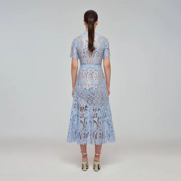 Dresses Woman SelfPortrait Blue Prairie Midi Dress Dresses Woman SelfPortrait Blue Prairie Midi Dress