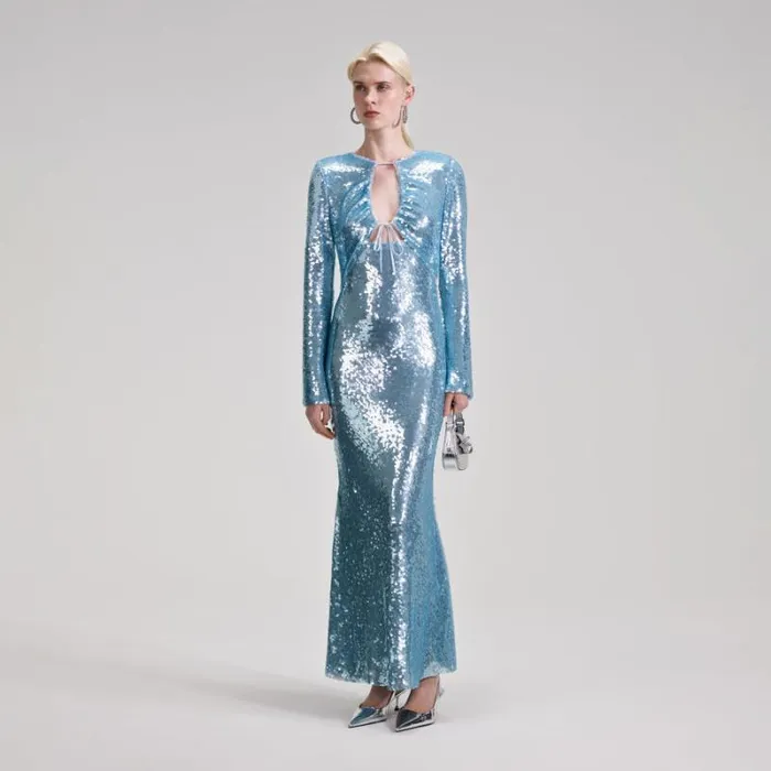 Dresses Woman SelfPortrait Blue Sequin Maxi Dress Dresses Woman SelfPortrait Blue Sequin Maxi Dress
