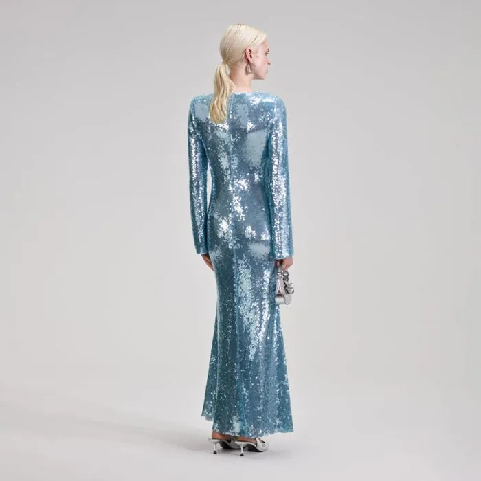 Dresses Woman SelfPortrait Blue Sequin Maxi Dress Dresses Woman SelfPortrait Blue Sequin Maxi Dress