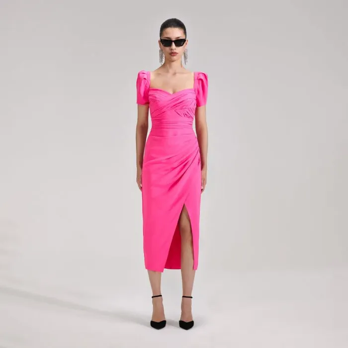 Dresses Woman SelfPortrait Bright Pink Iris Midi Dress