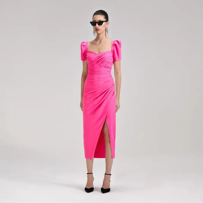 Dresses Woman SelfPortrait Bright Pink Iris Midi Dress Dresses Woman SelfPortrait Bright Pink Iris Midi Dress