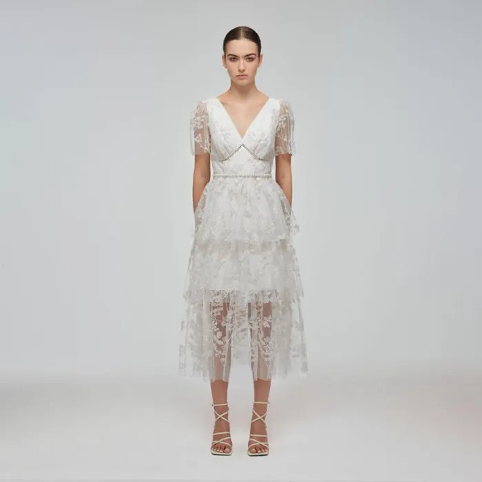 Dresses Woman SelfPortrait Champagne Sequinned Midi Dress Dresses Woman SelfPortrait Champagne Sequinned Midi Dress