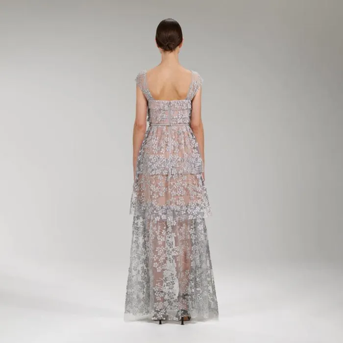 Dresses Woman SelfPortrait Champagne Sequinned Tiered Maxi Dress Dresses Woman SelfPortrait Champagne Sequinned Tiered Maxi Dress