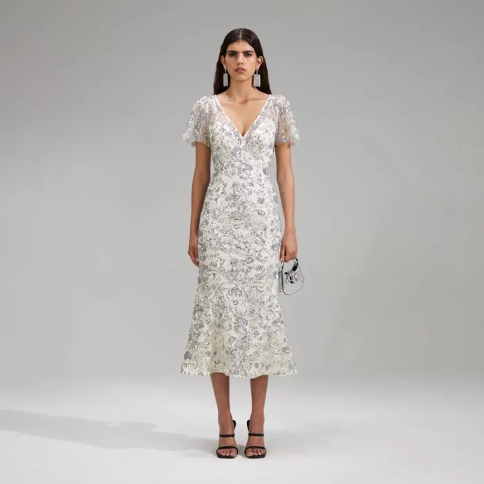 Dresses Woman SelfPortrait Champagne Sequinned Tiered Maxi Dress Dresses Woman SelfPortrait Champagne Sequinned Tiered Maxi Dress