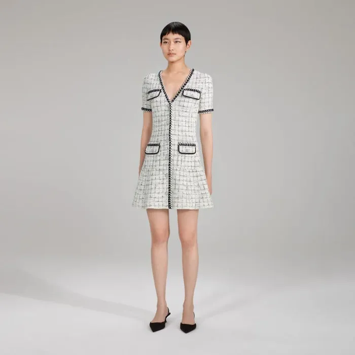 Dresses Woman SelfPortrait Check Yarn Flared Knit Mini Dress Dresses Woman SelfPortrait Check Yarn Flared Knit Mini Dress