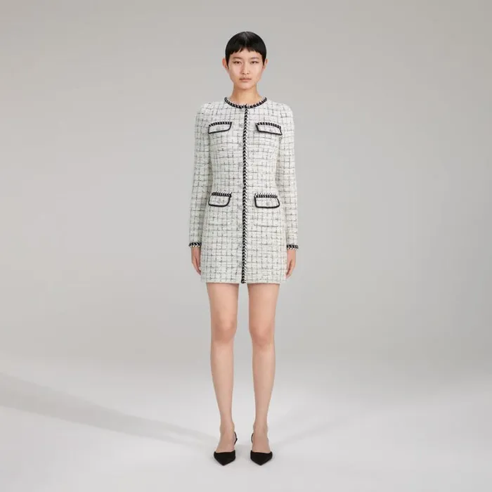 Dresses Woman SelfPortrait Check Yarn Knit Mini Dress