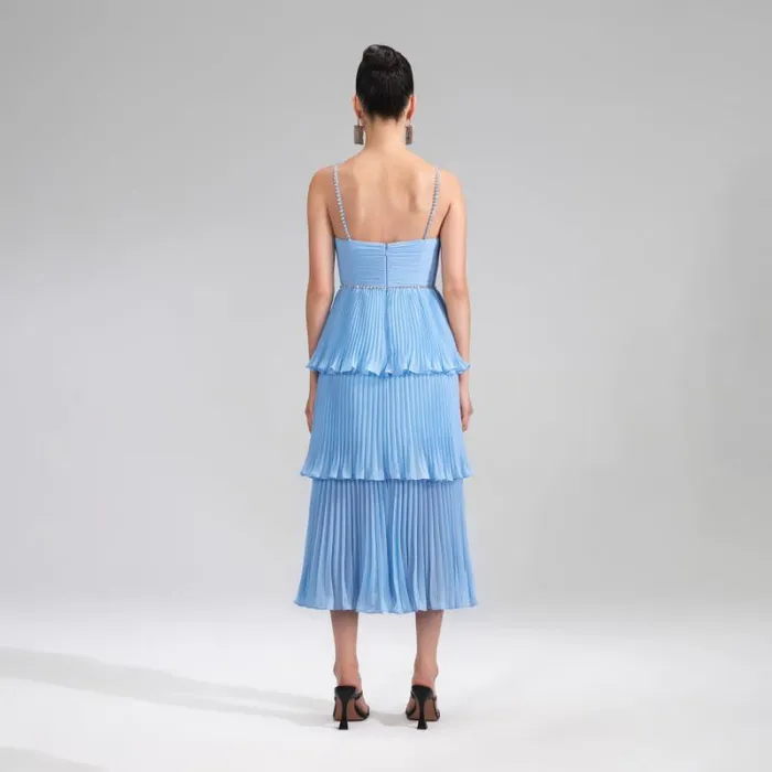 Dresses Woman SelfPortrait Cobalt Chiffon Midi Dress Dresses Woman SelfPortrait Cobalt Chiffon Midi Dress