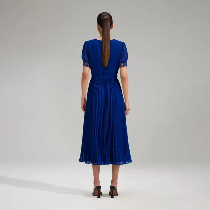 Dresses Woman SelfPortrait Cobalt Chiffon Midi Dress Dresses Woman SelfPortrait Cobalt Chiffon Midi Dress
