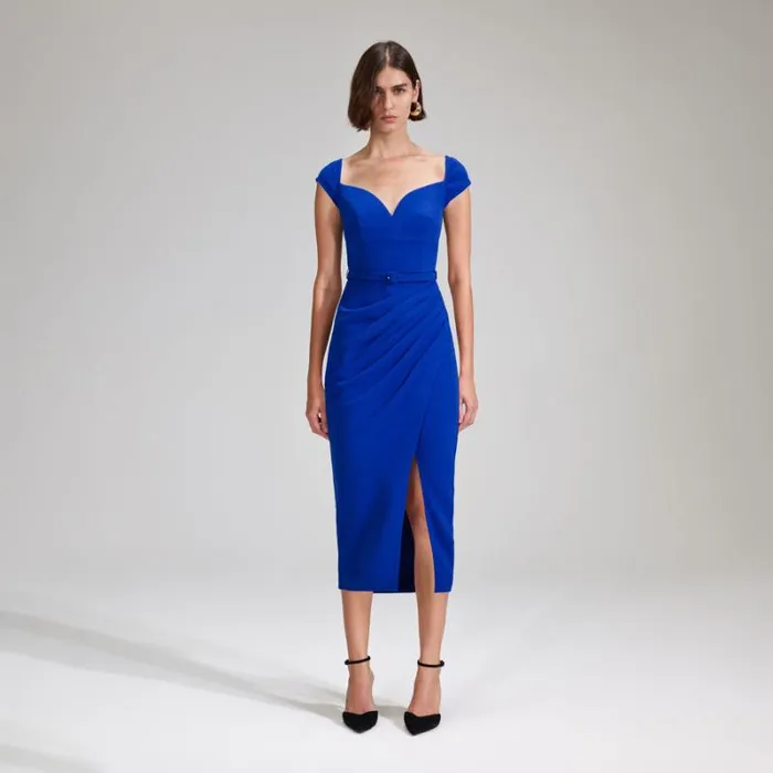Dresses Woman SelfPortrait Cobalt Chiffon Midi Dress Dresses Woman SelfPortrait Cobalt Chiffon Midi Dress