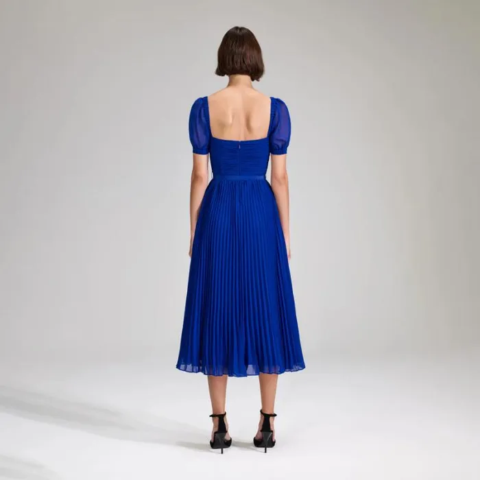 Dresses Woman SelfPortrait Cobalt Chiffon Midi Dress Dresses Woman SelfPortrait Cobalt Chiffon Midi Dress
