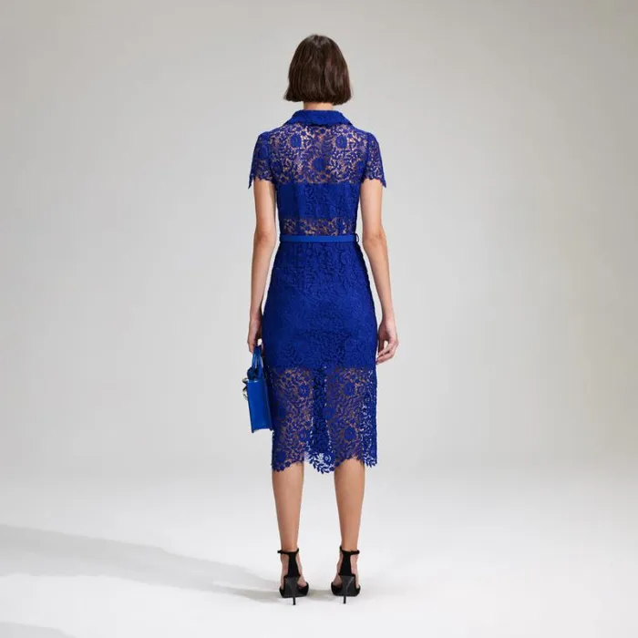 Dresses Woman SelfPortrait Cobalt Chiffon Midi Dress Dresses Woman SelfPortrait Cobalt Chiffon Midi Dress