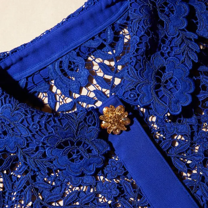 Dresses Woman SelfPortrait Cobalt Rose Lace Button Midi Dress Dresses Woman SelfPortrait Cobalt Rose Lace Button Midi Dress