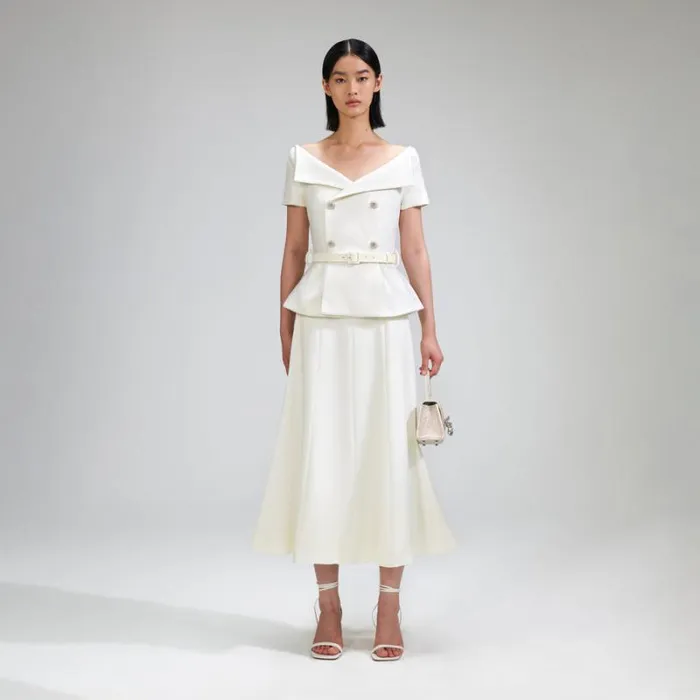 Dresses Woman SelfPortrait Cream Boucle Midi Dress