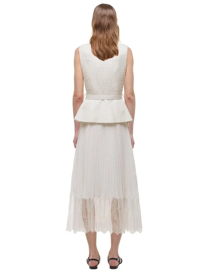 Dresses Woman SelfPortrait Cream Boucle Midi Dress Dresses Woman SelfPortrait Cream Boucle Midi Dress