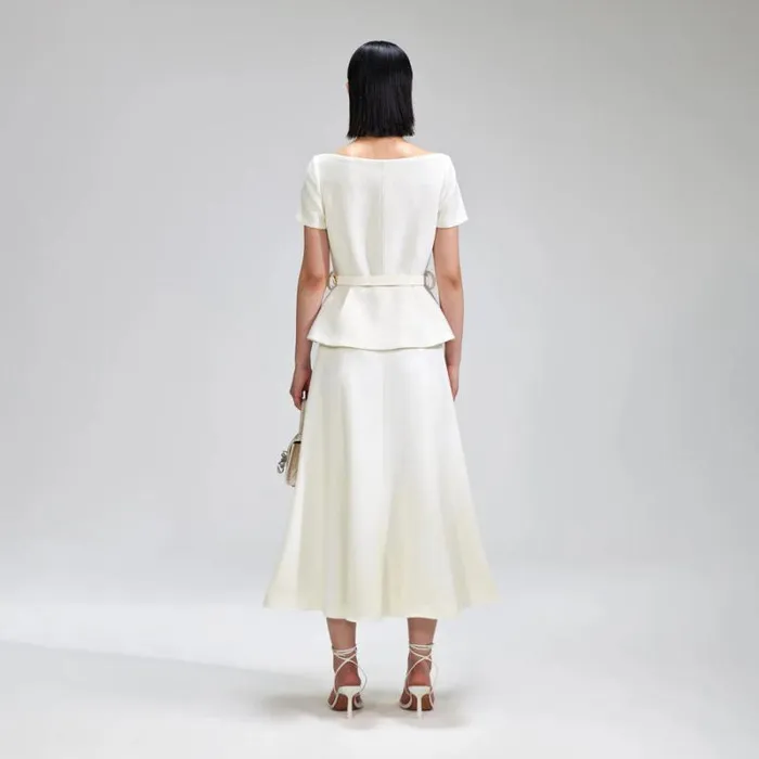 Dresses Woman SelfPortrait Cream Boucle Midi Dress Dresses Woman SelfPortrait Cream Boucle Midi Dress