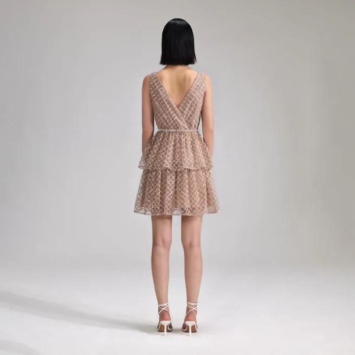 Dresses Woman SelfPortrait Cream Chiffon Lace Tiered Mini Dress Dresses Woman SelfPortrait Cream Chiffon Lace Tiered Mini Dress