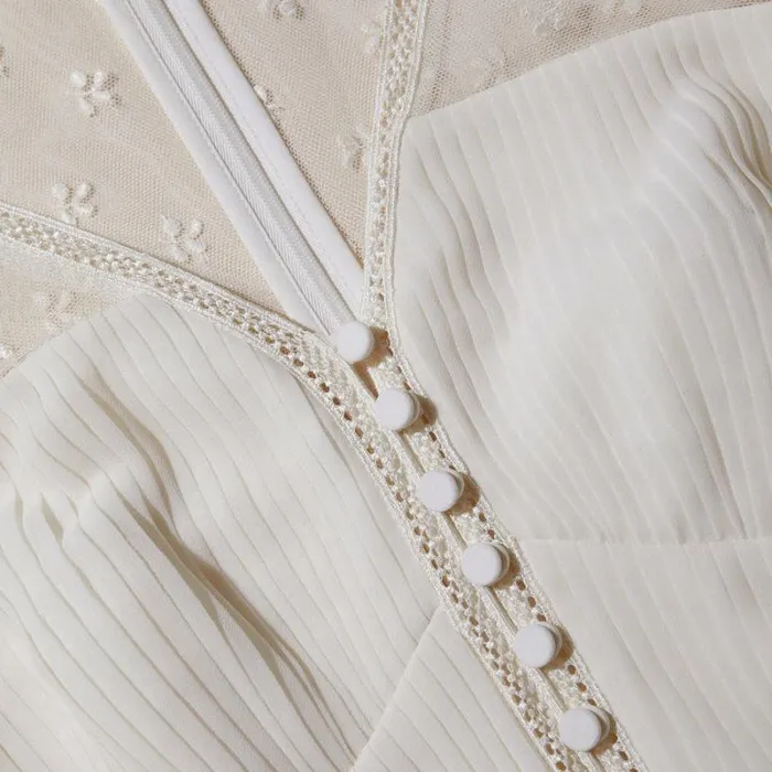 Dresses Woman SelfPortrait Cream Chiffon Lace Tiered Mini Dress Dresses Woman SelfPortrait Cream Chiffon Lace Tiered Mini Dress