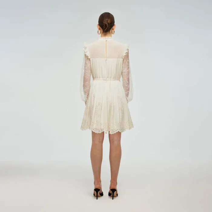 Dresses Woman SelfPortrait Cream Chiffon Mini Dress Dresses Woman SelfPortrait Cream Chiffon Mini Dress