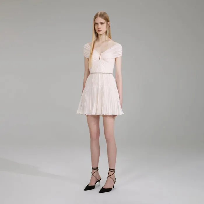 Dresses Woman SelfPortrait Cream Chiffon Mini Dress Dresses Woman SelfPortrait Cream Chiffon Mini Dress