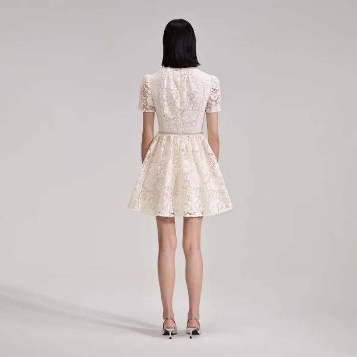 Dresses Woman SelfPortrait Cream Cord Lace Bow Mini Dress Dresses Woman SelfPortrait Cream Cord Lace Bow Mini Dress